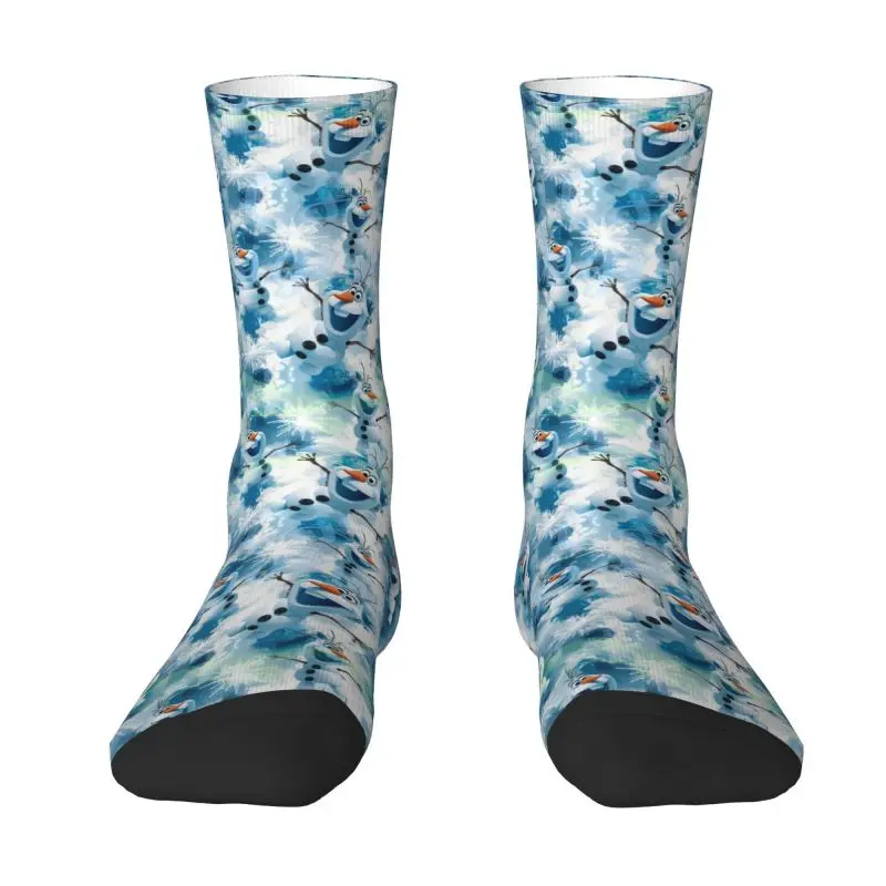 Custom Frozen Olaf Elsa Manga Mens Crew Socks Unisex Fashion 3D Print Dress Socks