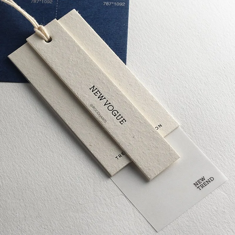 1000pcs 3 in 1 set Garment Hang Tags Recycled Luxury Clothing Brand Logo Fashion Paper Custom Clothing Tags Labels Printed