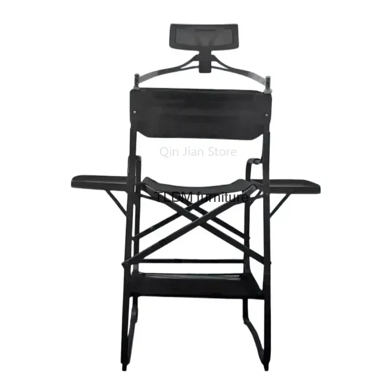 Tall Directors Chair Heavy Duty Bar Height Folding Makeup Chair Padded Seat with Side Table Foot Rest for Camping Home or Patio