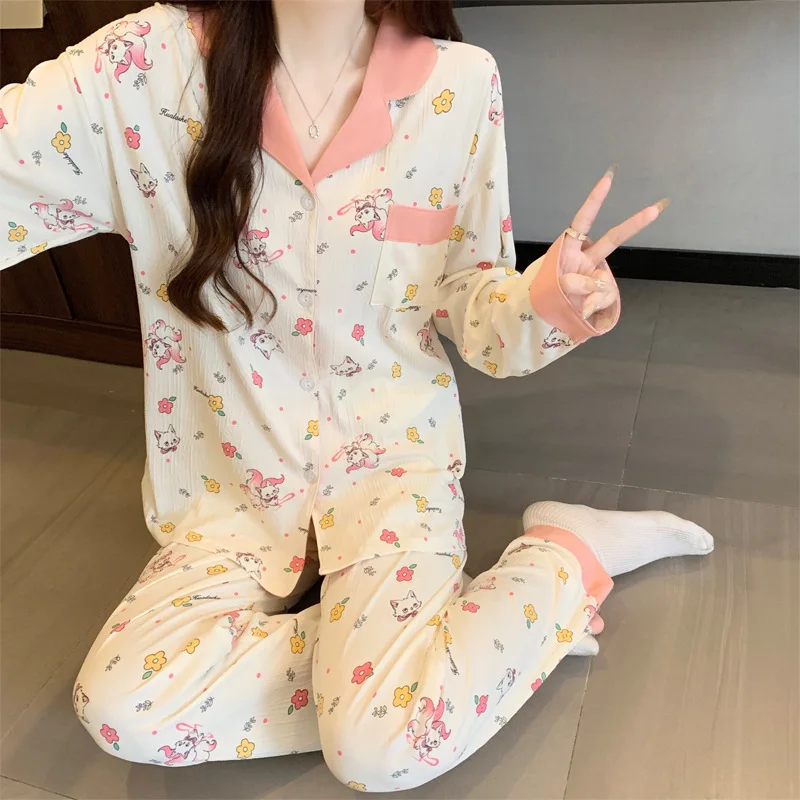 

Pjs Set Wrinkled Fabric Long Sleeves Women's Pajama Set Women's Warm Winter Pajamas Fashionable Home Clothes, Pajamas Pajama Set