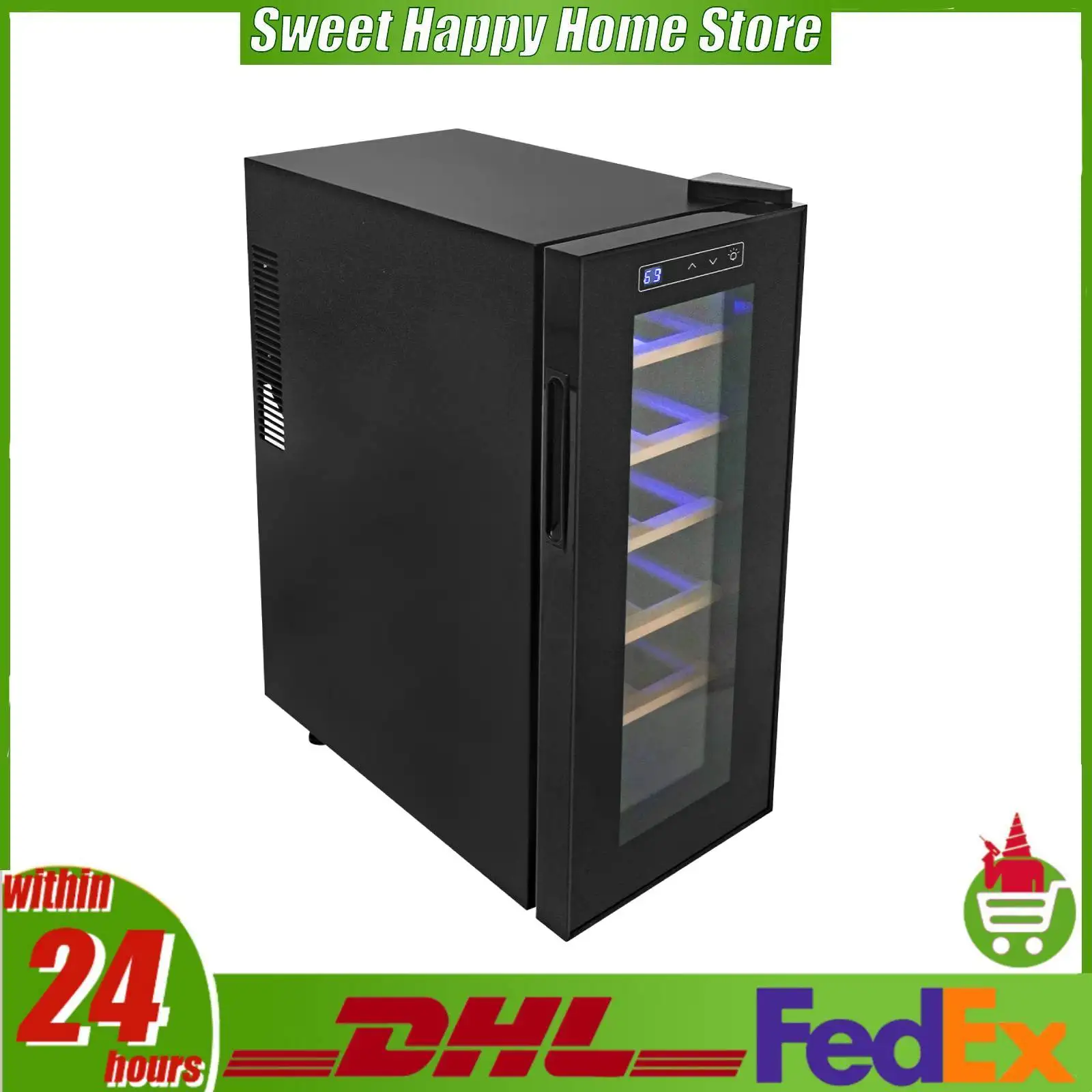 

12 Bottle Wine Fridge, Freestanding Wine Cooler 33L Capacity with Removable Shelves, Thermoelectric Wine Refrigerator for Kitchen Home Bar