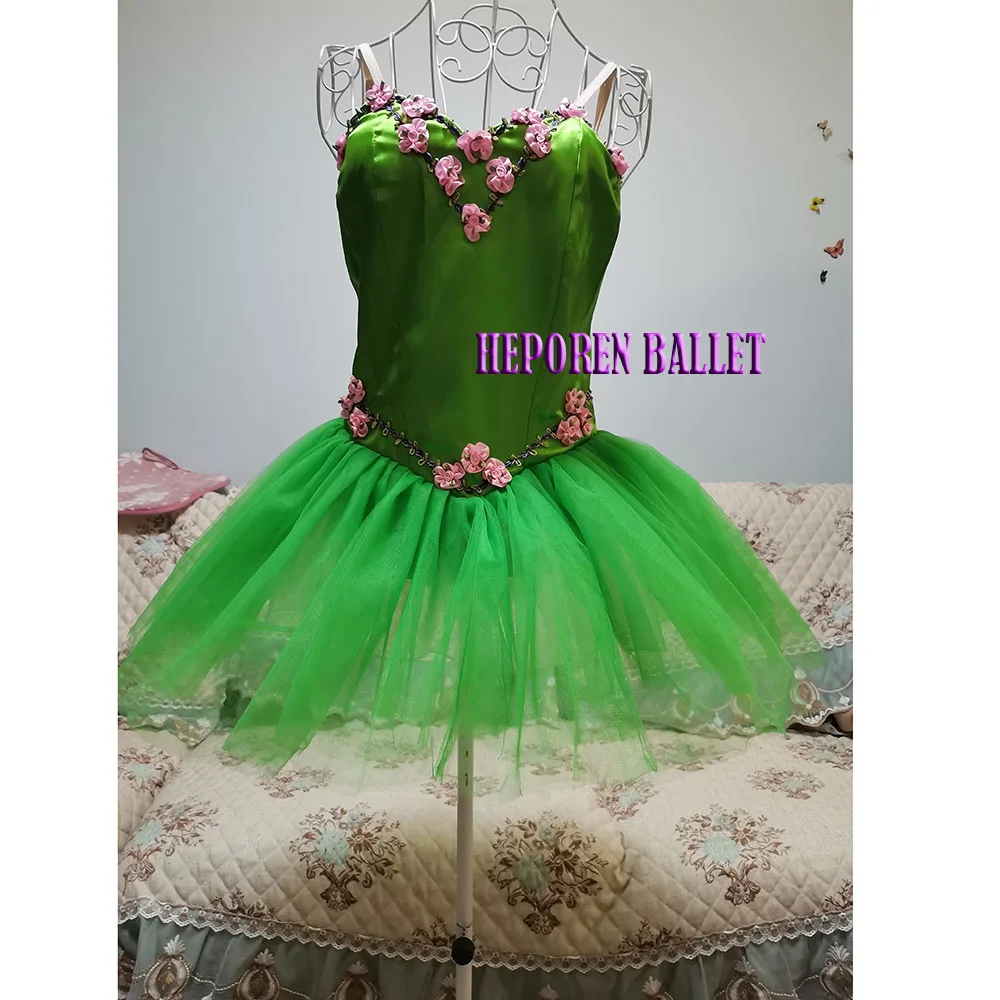 Abito da balletto soffice verde smeraldo per adulti o bambini, gonna da balletto lunga o corta con fiori Spedizione di goccia in molti colori