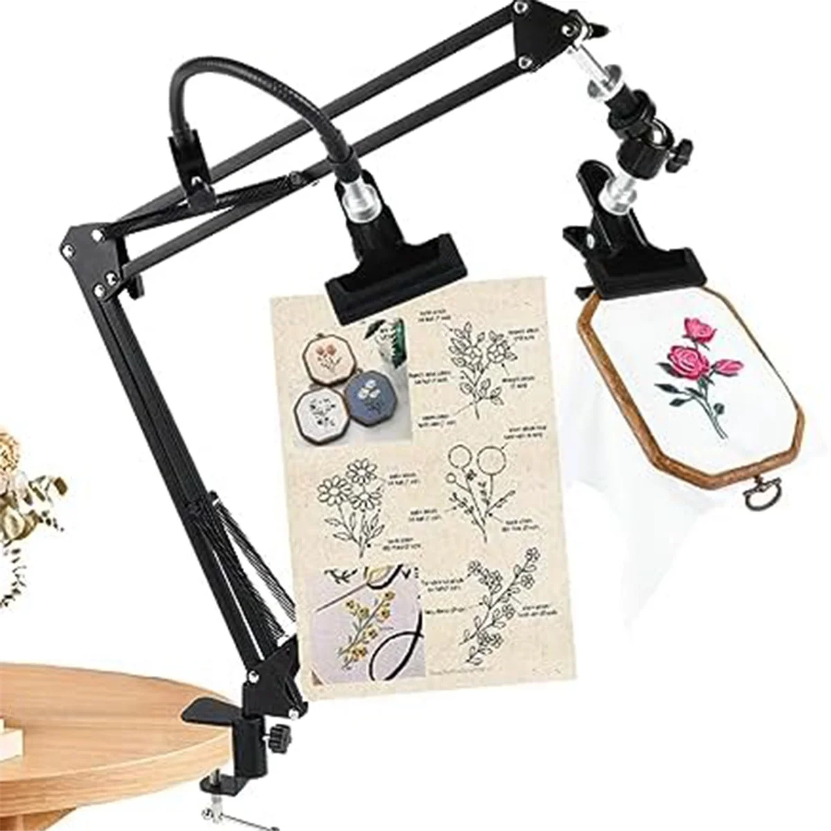 Embroidery Hoop Stand: 360 Adjustable Metal Embroidery Hoop Stand for Sewing Crafts