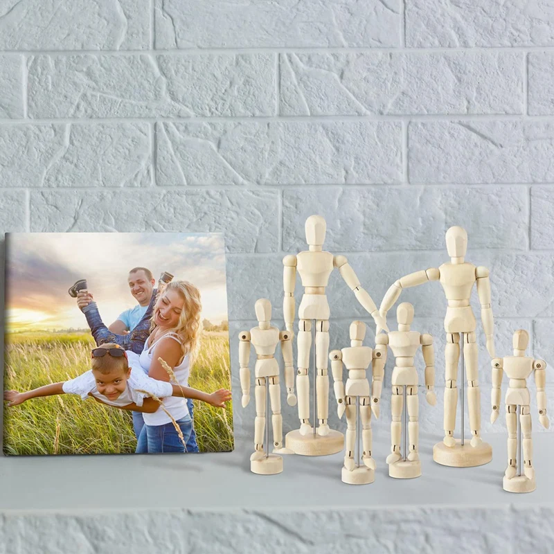 6 Pcs Artist Mannequin Model Wooden Manikin Drawing Moveable Figure Model with Stand Flexible Jointed Mannequin-A51M