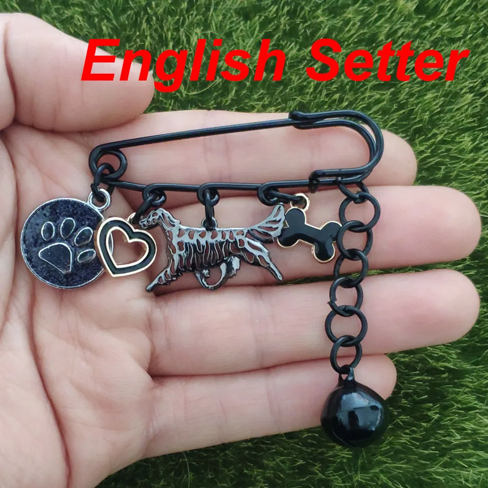 Black English Setter Brooch Pins Dog Chihuahua Chinese Shar Pei Breastpin Queen Gift