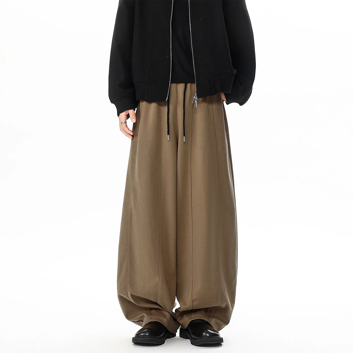Men's Trousers Baggy Casual Pants Solid Color Male Trousers Korean Fashion Autumn New Pleated Trend Korean Straight Leg Pants
