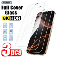 3Pcs Dust-proof Tempered Glass For iPhone 16 15 14 13 12 11 Pro Max 3D arc edge Screen Protector Nano explosion-proof Glass