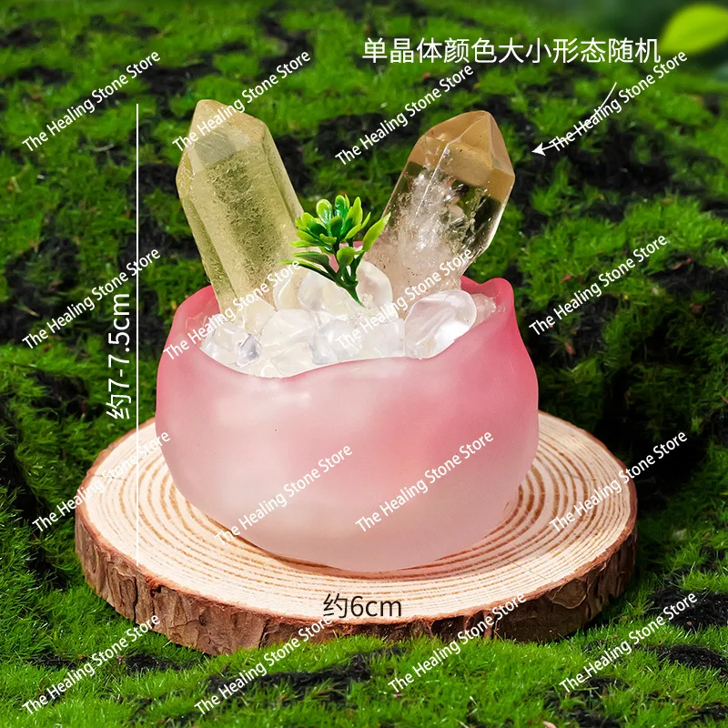 مجموعة كريستال بيضاء طبيعية بوعاء سيترين كريستال واحد منظر طبيعي صغير زخرفة سطح المكتب المنزلي #1