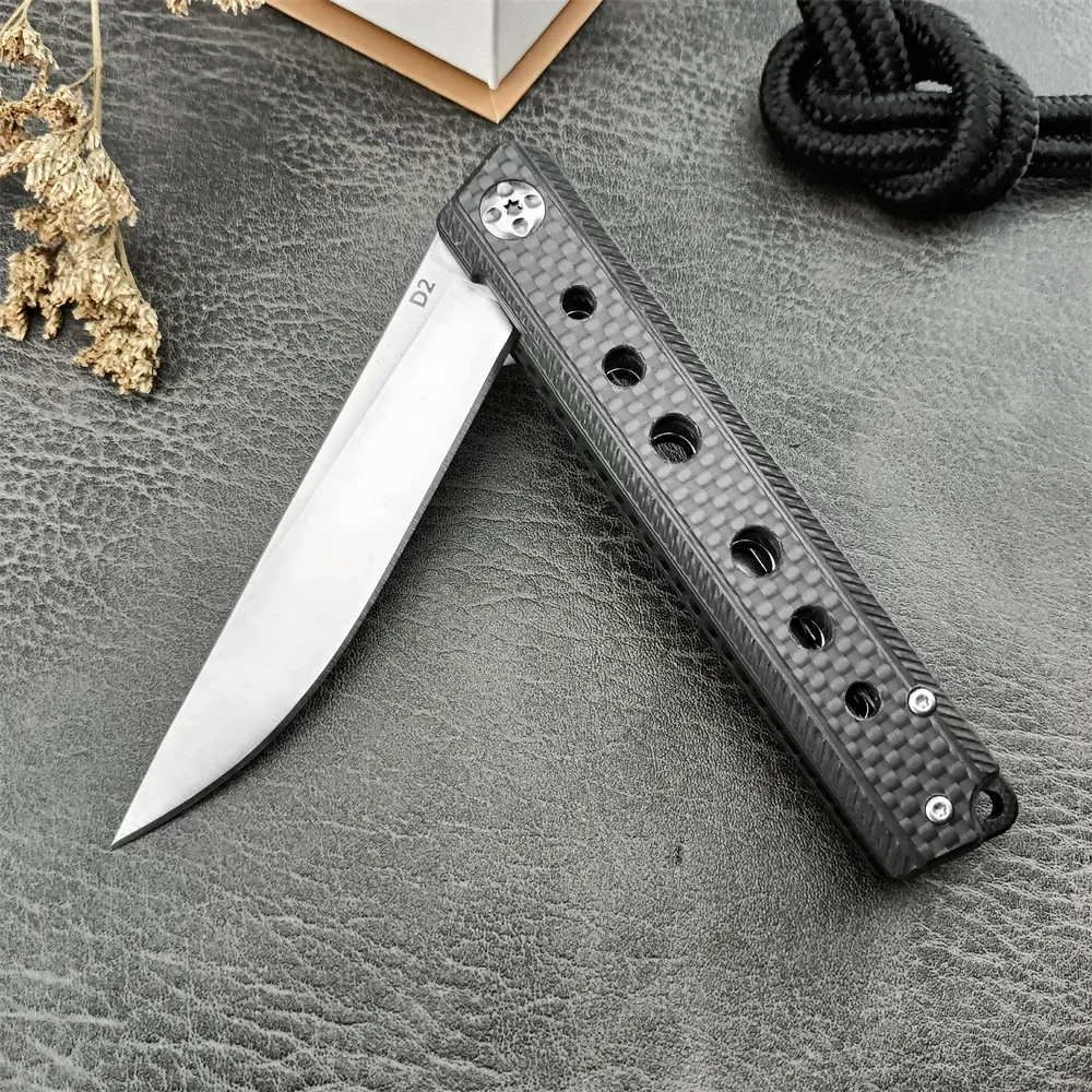 

D2 Blade Ball Bearing Tactical Pocket Folding Knife Carbon Fiber Handle Outdoor Multifunction Cutting Camping Hunting EDC Knives