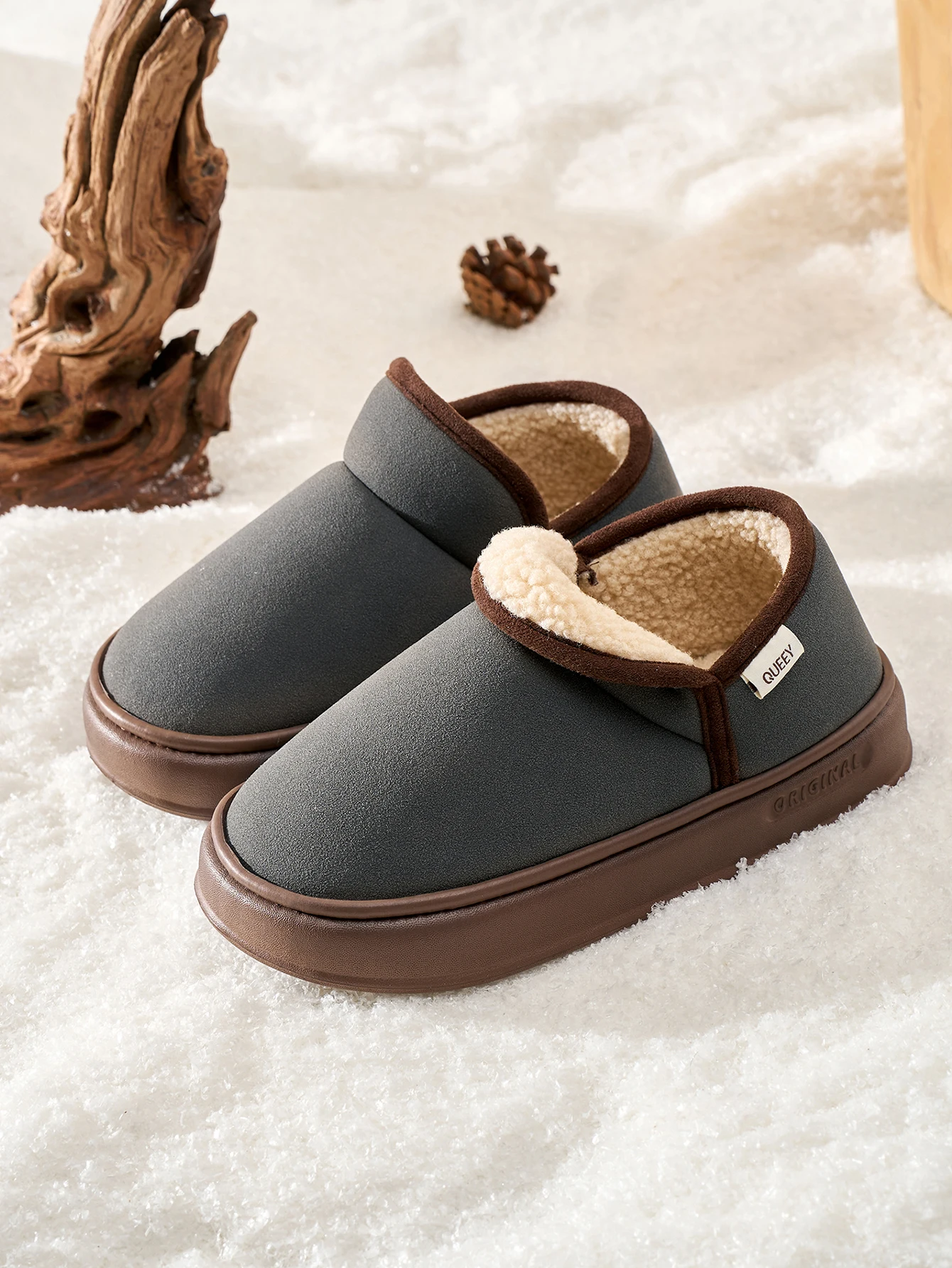 Zapatillas de invierno para hombre, con forro polar, de fácil calzado, con la parte trasera cerrada, ideales para usar en casa, con suela gruesa antideslizante, cálidas, para uso en interiores y exteriores.