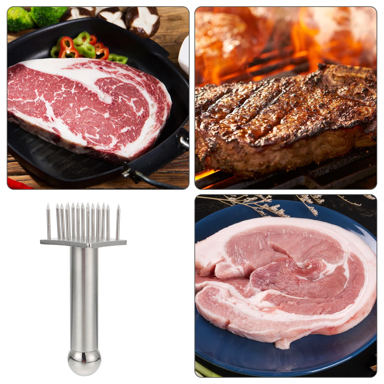 

1Pcs Stainless Steel Meat Tenderizing Needle Practical Kitchen Steak Tenderizer Efficient Ergonomic Food Safe