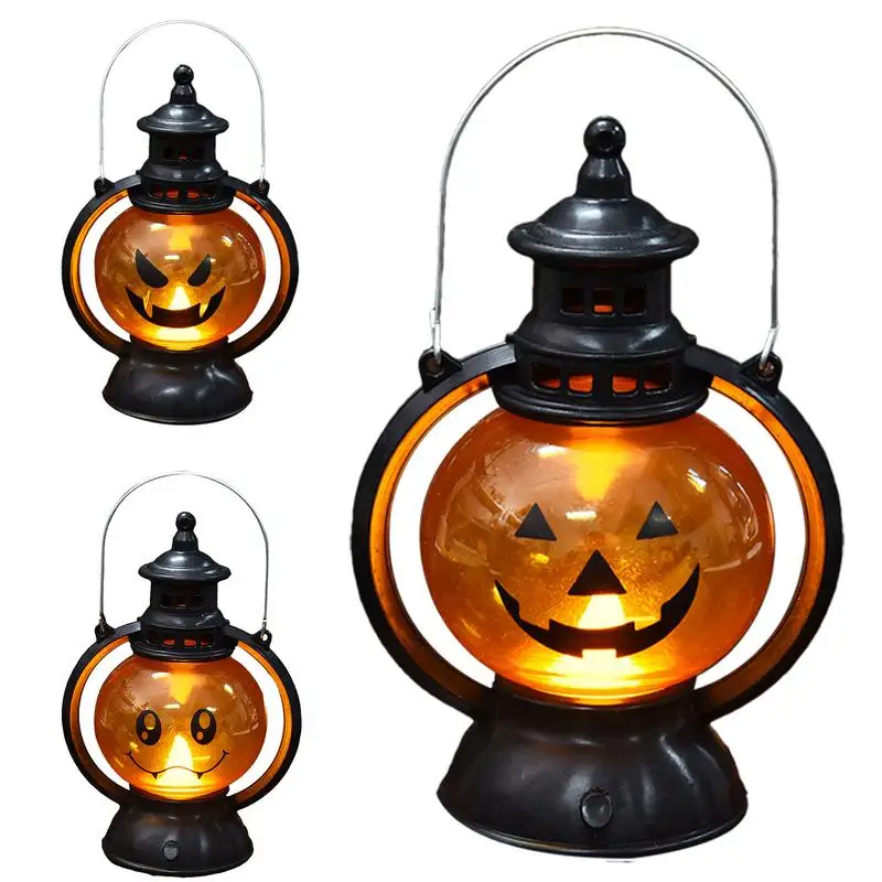 

Halloween LED Pumpkin Lights Creative Small Oil Lamp Halloween Decorative Portable Pony Light for Bar Ghost Festival Atmosphere