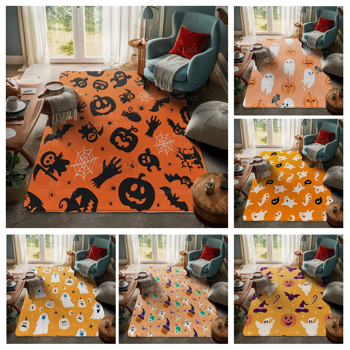 House entrance carpet Home door mat Living Room Bath Foot bathroom non-slip water absorption rugs bath Halloween Autumn Pumpkin