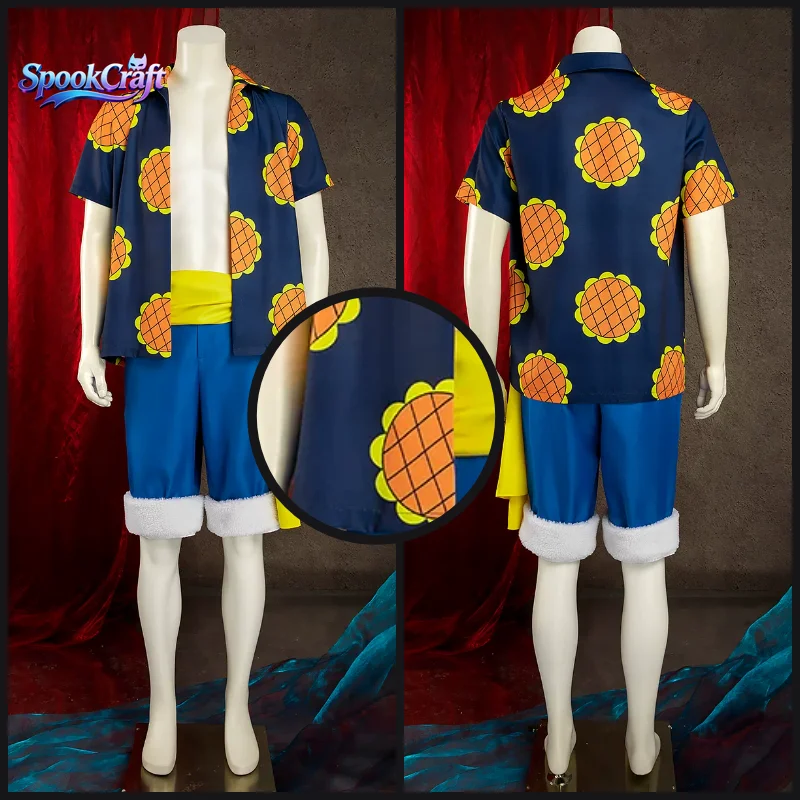 Disfraz de Cosplay de Luffy, 6ª Versión, Arco de Dressrosa, Conjunto Completo de Anime para Hombre, Traje para Juego de Roles