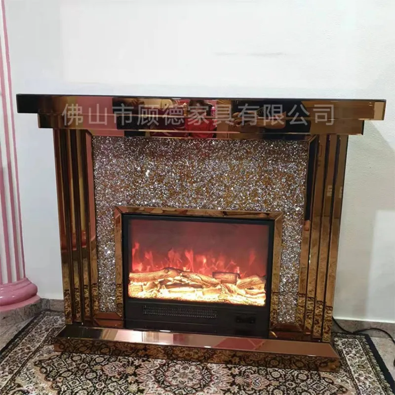 Glass mirror European electronic warm fireplace with heater household simulated fire firewood charcoal 3D simulated flame