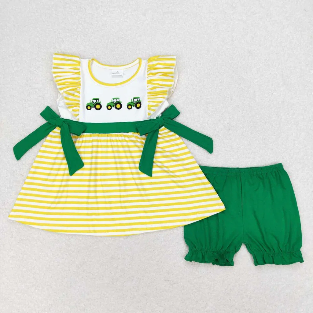 

Wholesale Boutique Truck Green Girls Shorts Set