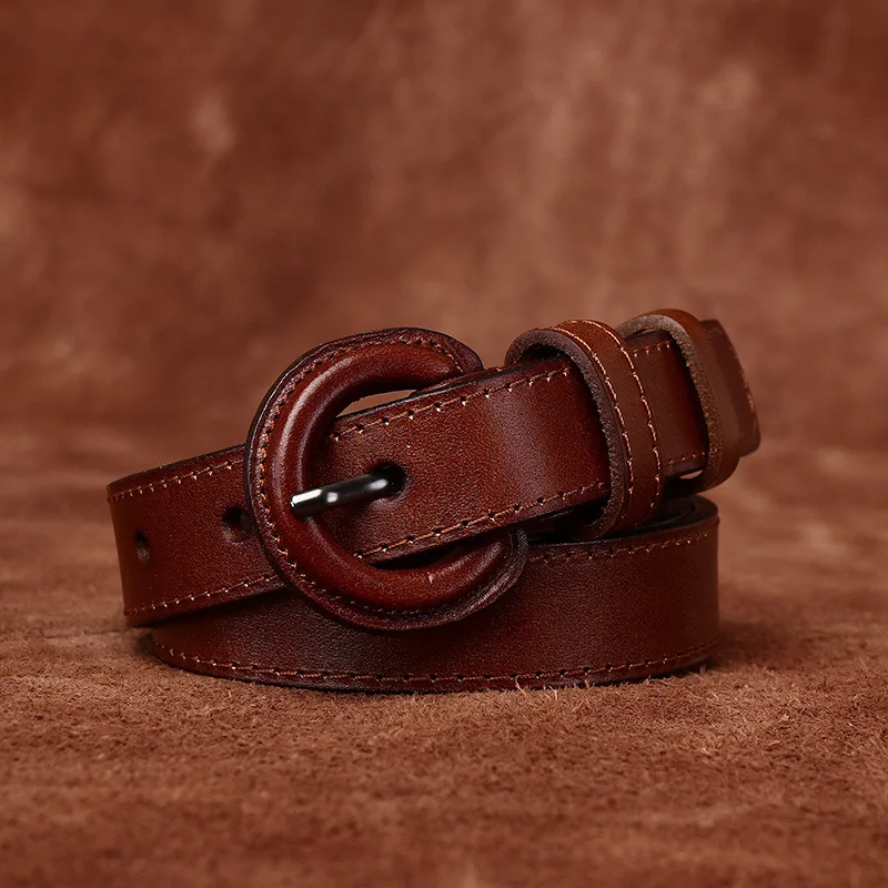 여성을위한 2.2CM 너비 항 알레르기 벨트 정품 가죽 핀 버클 탑 레이어 소 가죽 세련된 단순 다목적 장식