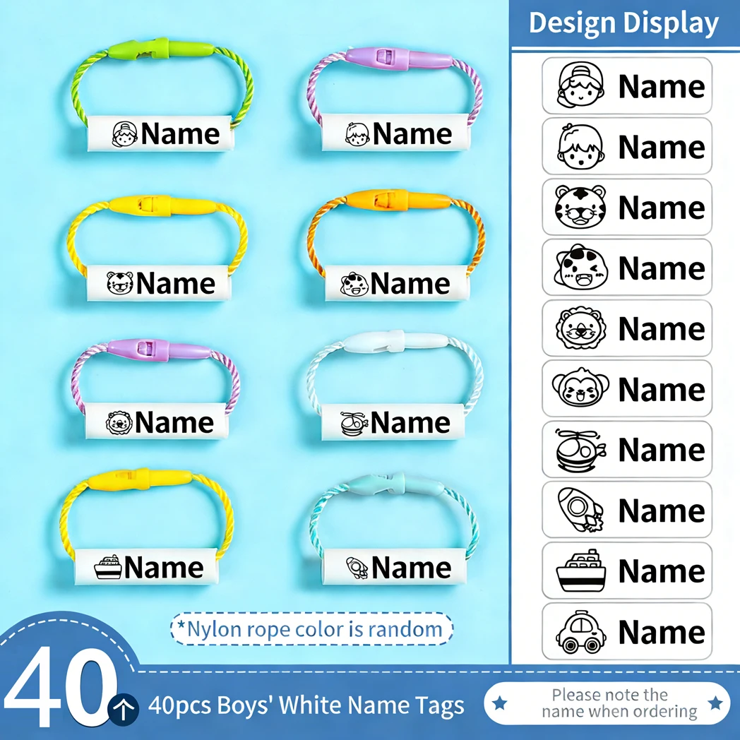 Personalisierte Namensanhänger für Babyschuhe, Schulranzen, Becher, Kleidung, wasserfest, mit Kordel, Namensring für Kinder, Namensetikett