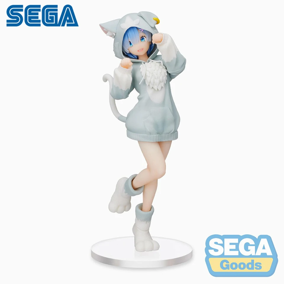 100% Original Genuine Sega Re:Life In A Different World From Zero 21.5cm Anime Rem Emilia Cat PVC Action Cartoon Figure