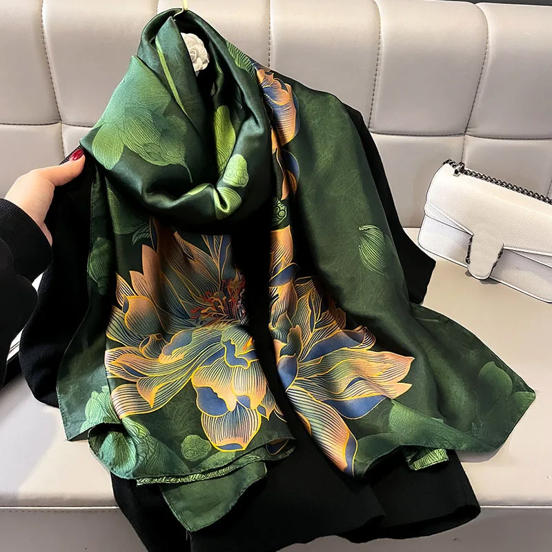 Spring Scarf Women's Luxury Design Scarf Silk Smooth Scarf Soft Muslim Headband Shawl Beach 85x180cm