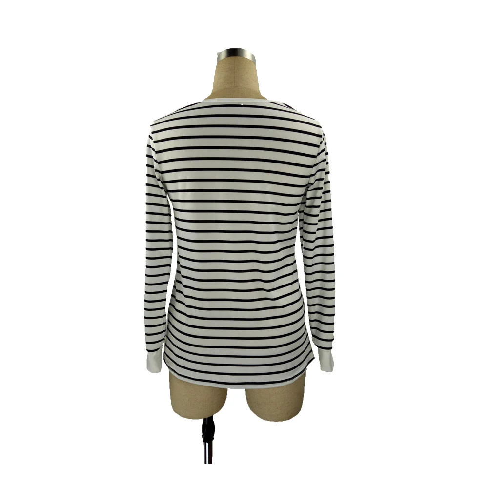 Long Sleeve O-Neck Maternity Cotton Nursing Tees Summer Striped Lactation Tops Postpartum Woman Breastfeeding T-Shirt