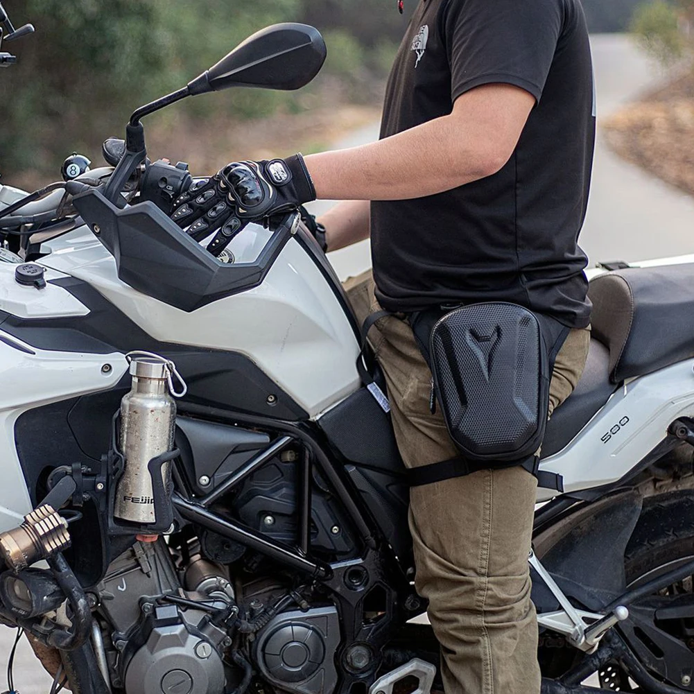 Motorcycle Leg Side Bag Waterproof Hard Shell Motorbike Bag Large Capacity Phone Waist Pack Camping Hiking Crossbody Bag