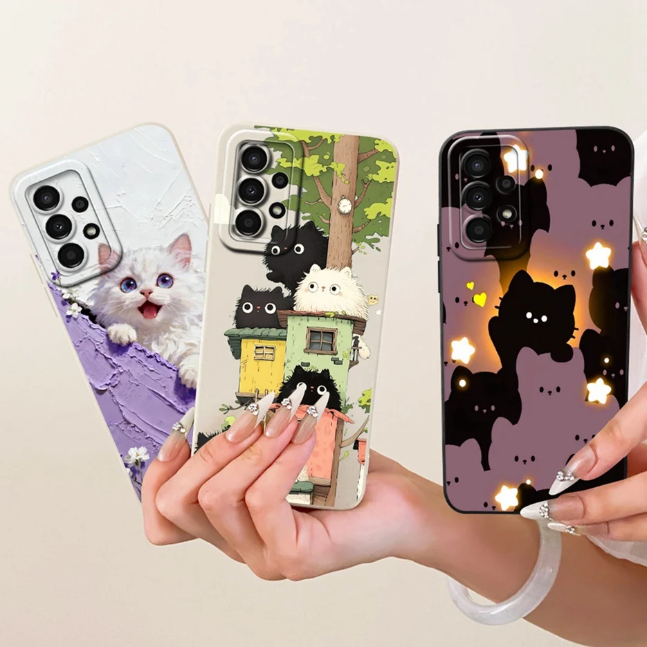 For Samsung Galaxy A32 4G Case SM-A325F Cute Cat Fashion Cartoon Cover Soft TPU Phone Case For Samsung A32 A 32 5G SM-A326B Bags