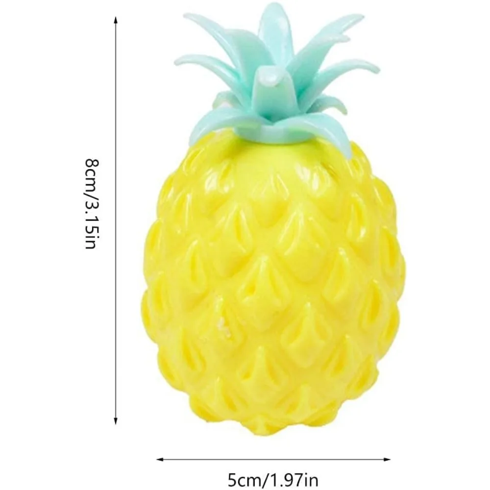 Squishy Fruit Toys Squeeze Vent Ball Pineapple-Shaped Hand Wrist Fidget Toy for Children Adults Stress Relief Vent Squeeze Toys