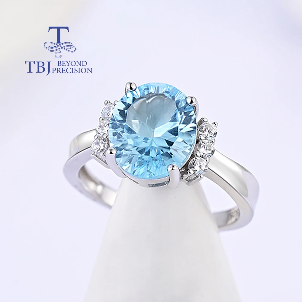 

Light Luxury Design November Birthstone Special Cut Natural Blue Topaz Ring Silver jewelry for women Anniversary & banquet gifts