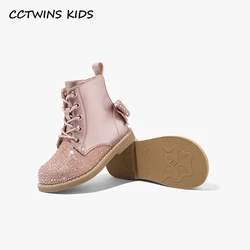 Stivali da principessa per ragazze 2023 autunno Toddler Kids Fashion Brand Chelsea stivali da polpaccio medio stivali da neve bambini papillon scarpe di cristallo