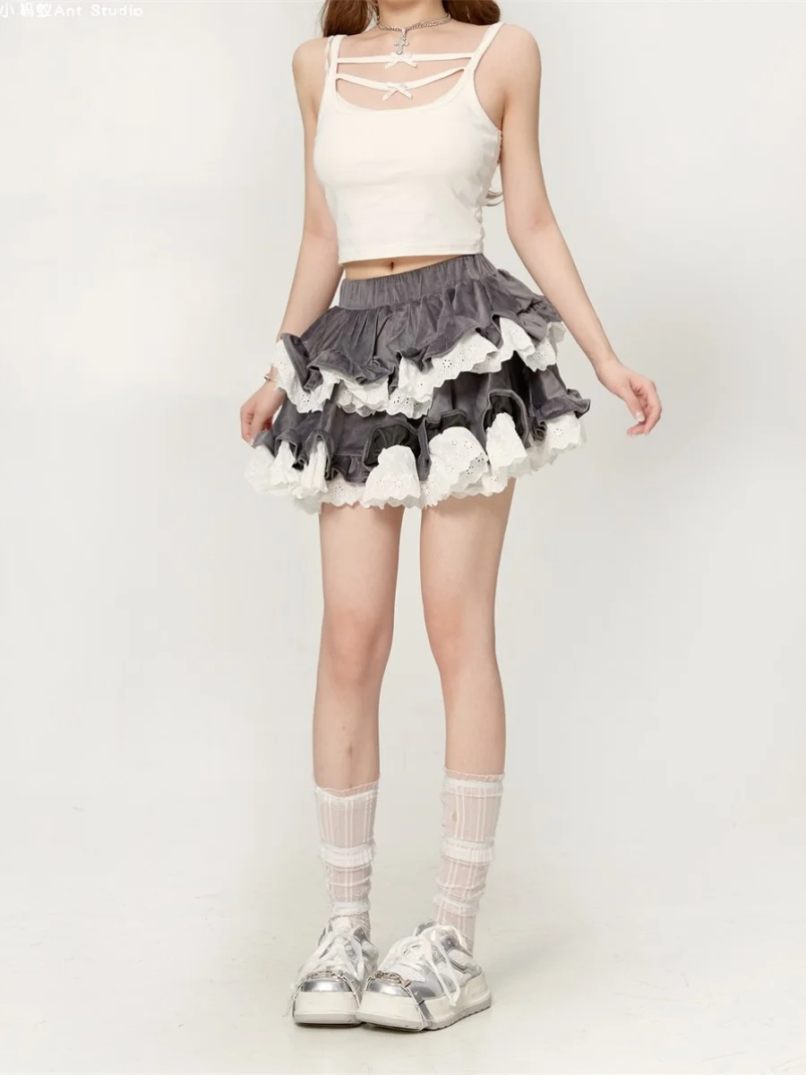 Pure Desire Lace Trim Puffy Cake Skirt Short Women's Unique Beautiful Half-length Spring Summer New Arrival Korean Style