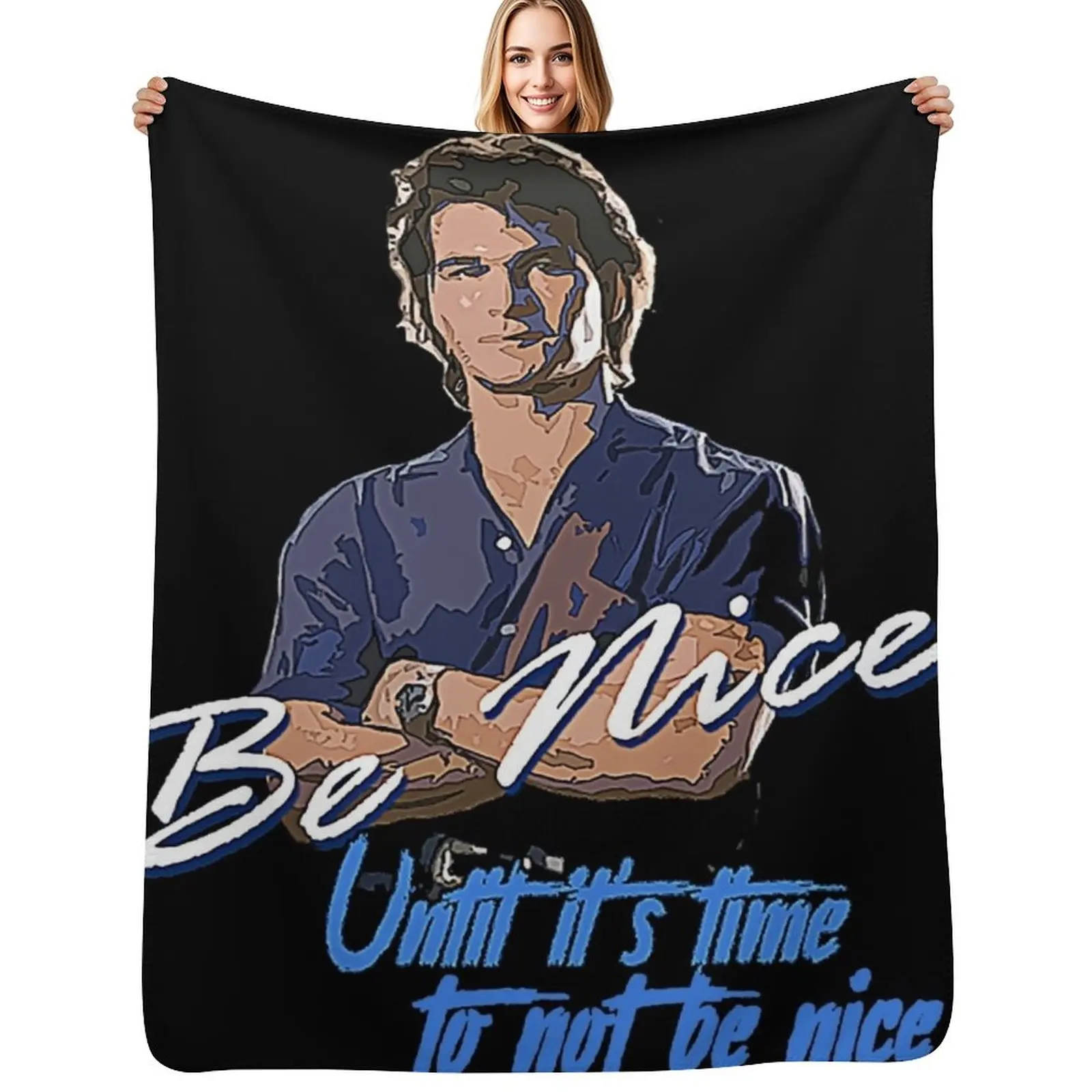 Manta ligera y cálida con estampado de camiseta 'Be Nice until it's time to not be nice' para viajes y camping