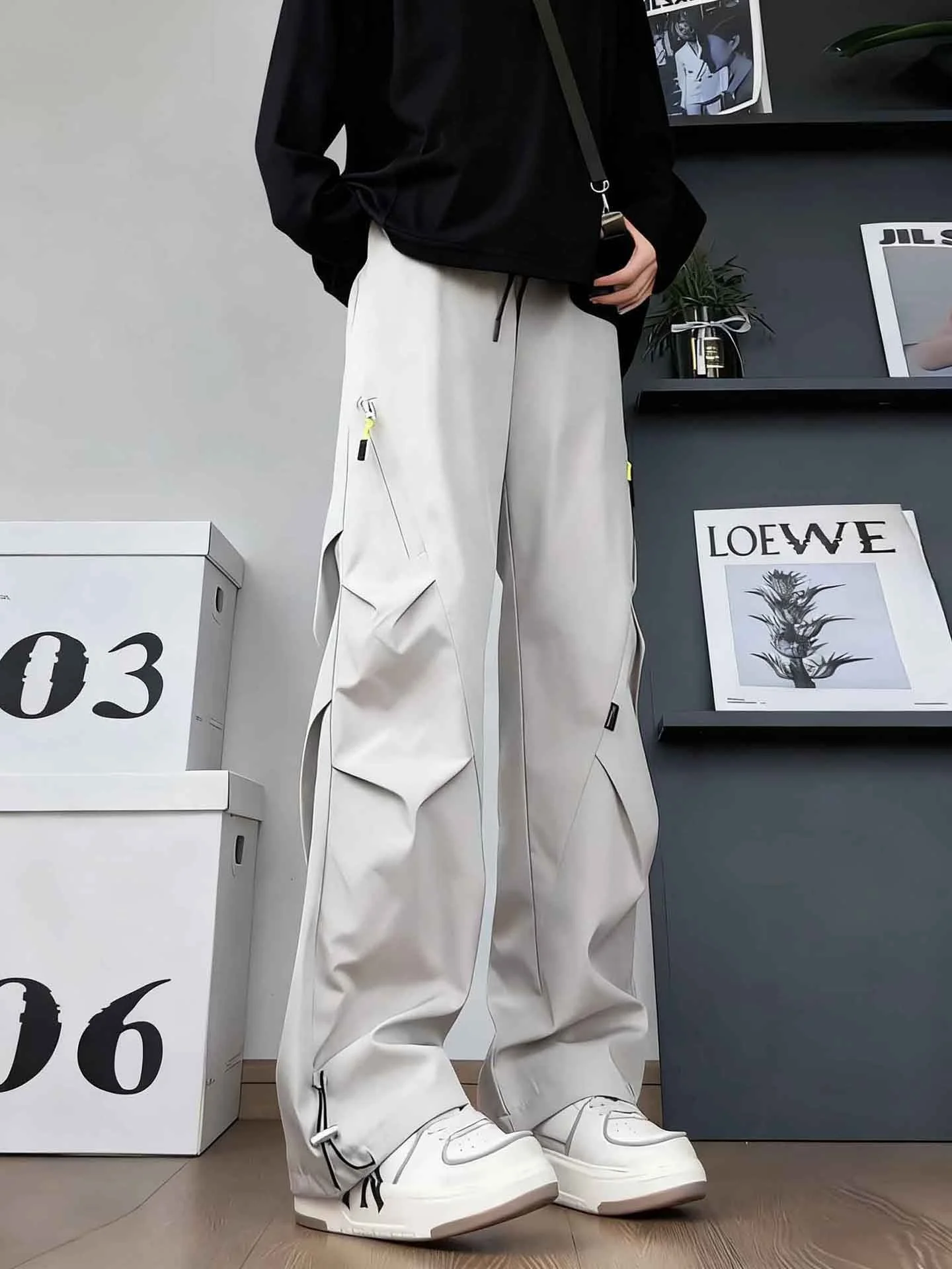 

American Sle Tee-Proof Fce Lined Men's Cargo Pants Autumn Winter Side Zip Soldier Workwear Outdoor Hiking Trousers