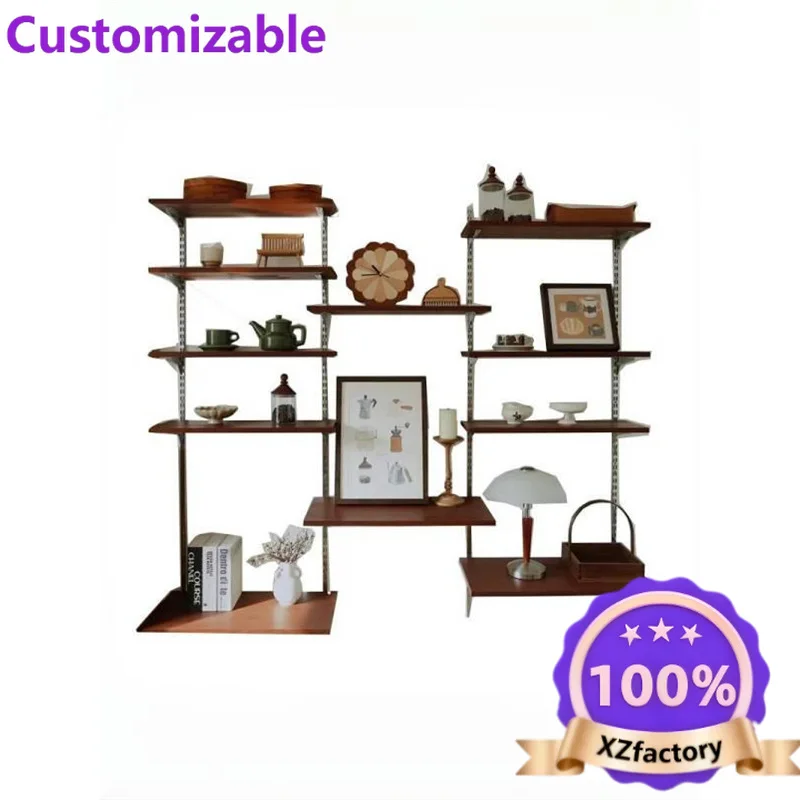 Factory Direct 2026 Track Bookshelf Simple Multi-layer Display Shelf Adjustable Wall-mounted Display Shelf Medium Ancient Wall S