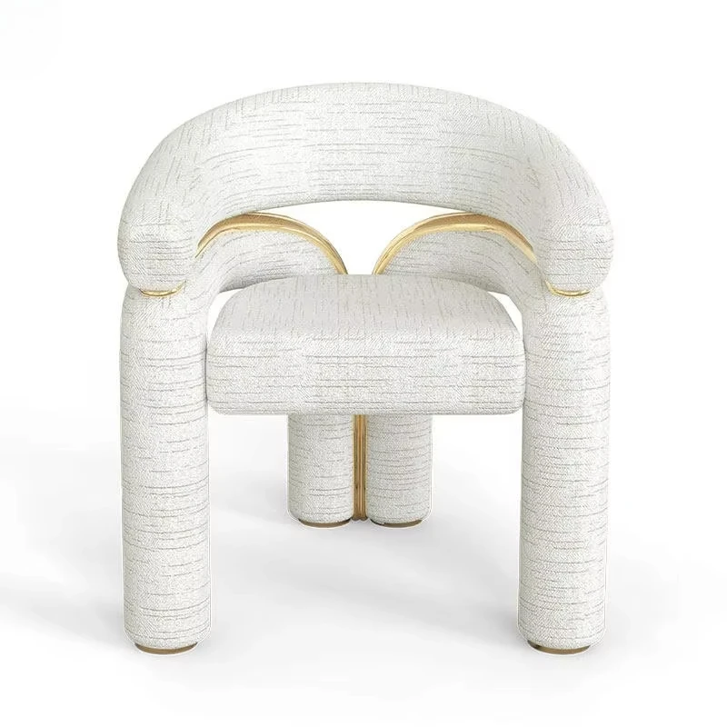 *Italian High End Handmade Contemporary Dining Chairs Chaises a Manger Brass Frame Nubuck Fabric Luxury Villa Dining Room Chairs