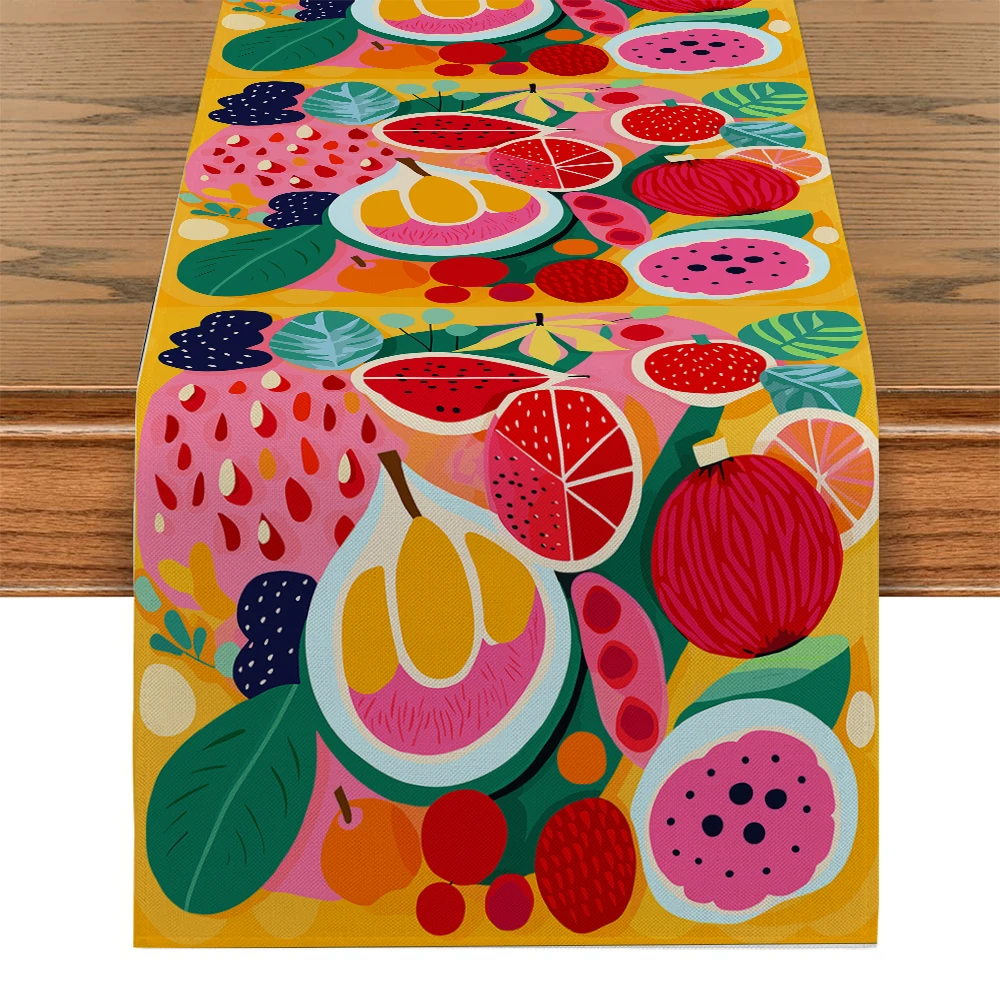 Fruit and Vegetable Branches Leaves Table Runner Kitchen Table Decor Farmhouse Dining Table Runners Wedding Party Decorations