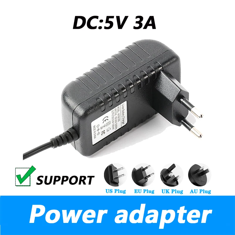 

DC 5V 3A Power Adapter Signal Enhancer LED Light Fill Light Power Cable EU Plug US Plug DC L-type Orifice 3.5*1.35MM