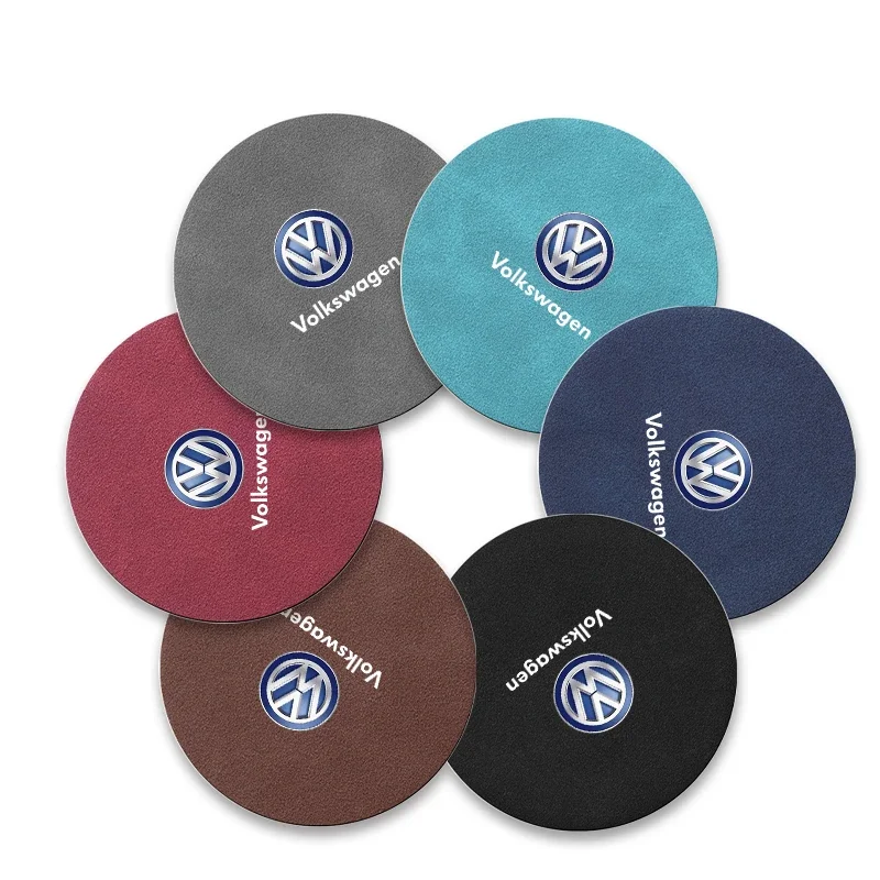 Suede Car Non-slip Water Cup Coaster Insulation Pad Decorative Water for Volkswagen VW Golf GTI Bora Passat Jetta Beetle Lavida