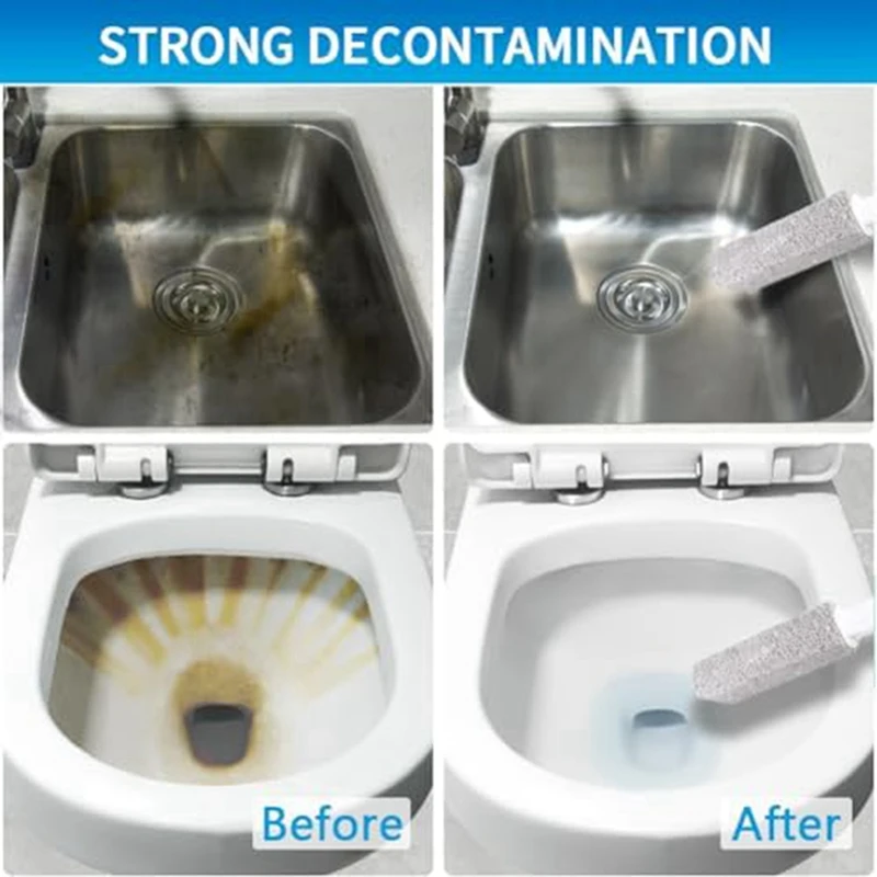 Pumice Stone for Toilet Bowl Cleaning, Scouring Stick with Handle, Rust.Remover for Tile Bath-Tub, White