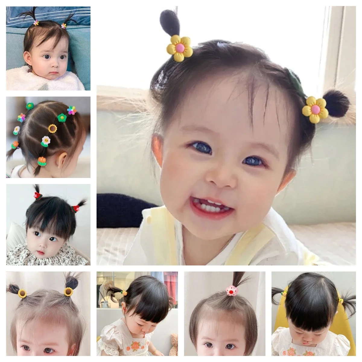 10pcs Hair Accessories for Girls Bands Elastique Cheveux Fille Korean Kids Tie Fille Barette Bows Gomas Elasticas Haarband Cute