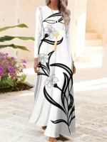 Vestido Midi de Manga Larga para Mujer, Casual, Verano, Vacaciones, Elegante, Fluido, Color Sólido, Oficina, Trabajo, Fiesta, Primavera