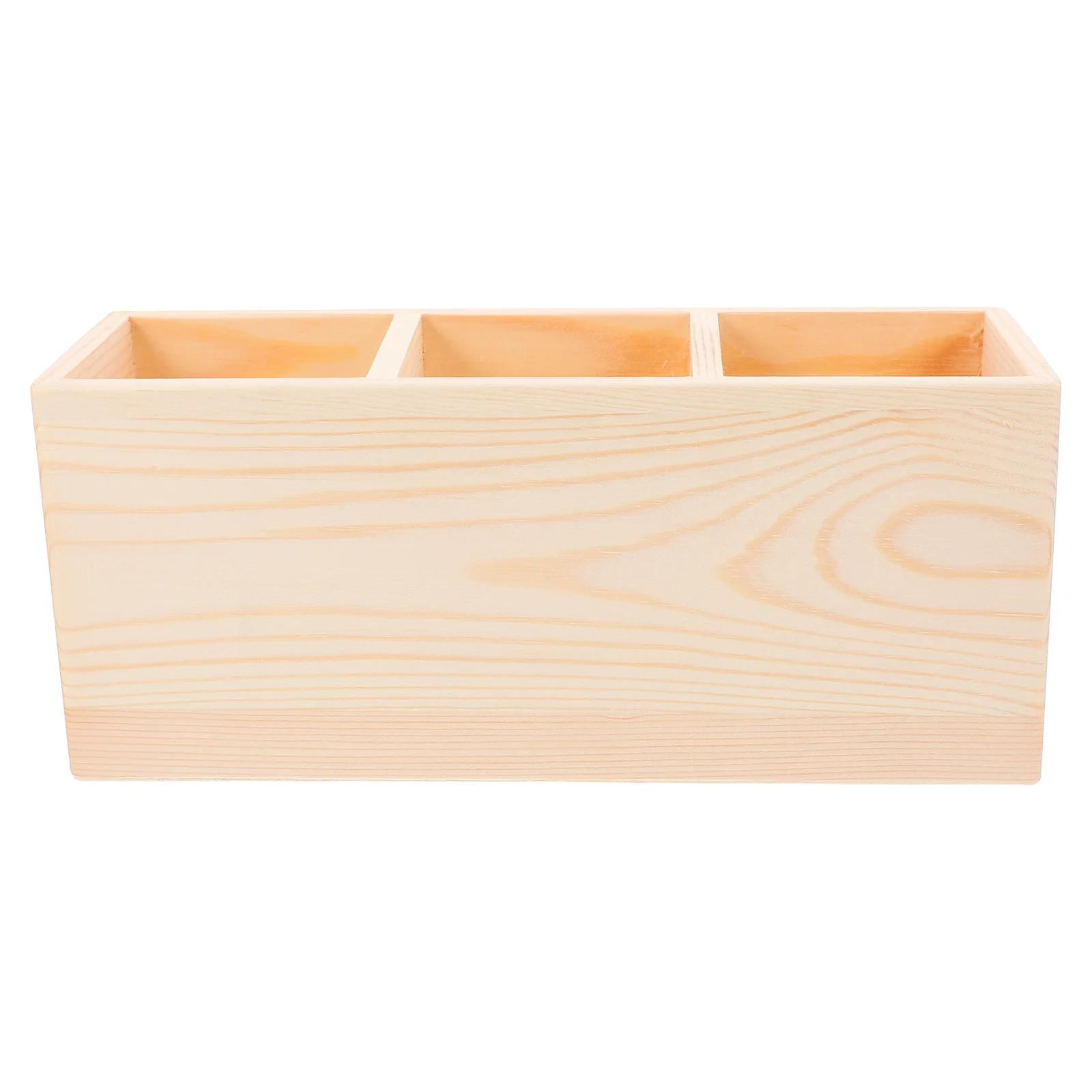 Wooden Pencil Holder Remote for Table Desk Organizer Bamboo Cosmetics Brush Makeup Storage Desktop Stand