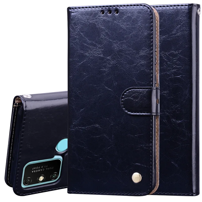 Carteira de couro Flip Card Holder Phone Case, capa do livro magnético para Huawei Honor 9A e 9 A