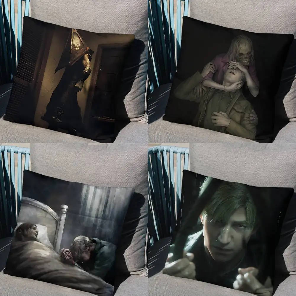 

movie James game Silent Hill Pillow Case Square Double-Sided Printing Short Plush Sofa Cushion Cover Bedroom Bedside Pillow