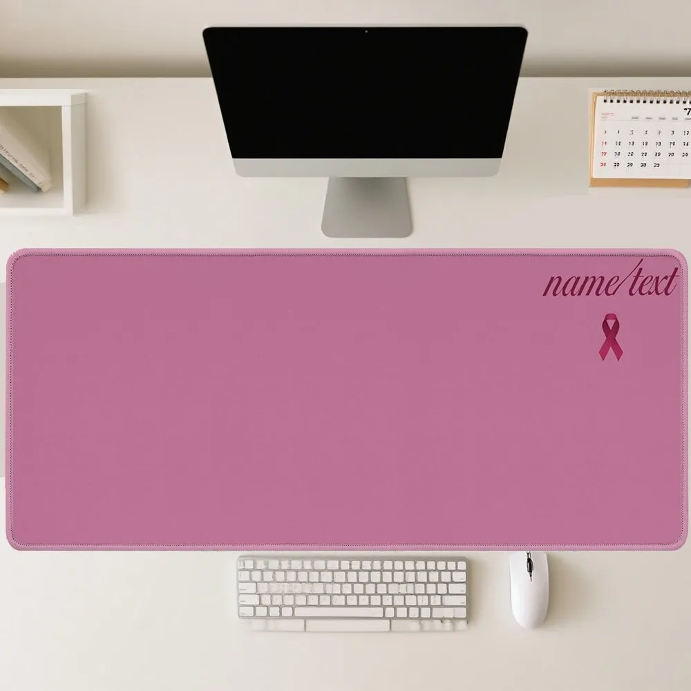 [2D Flat] 1pc Custom Personalized Name Mouse Pad Simple Pink Awareness Ribbon Multi Sizes Mouse Pad