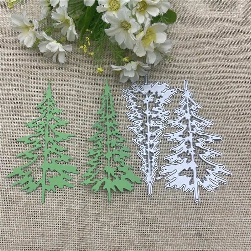 2PCS Christmas Tree Border Metal Cutting Dies Stencils For DIY Scrapbooking Decorative Embossing Handcraft Template