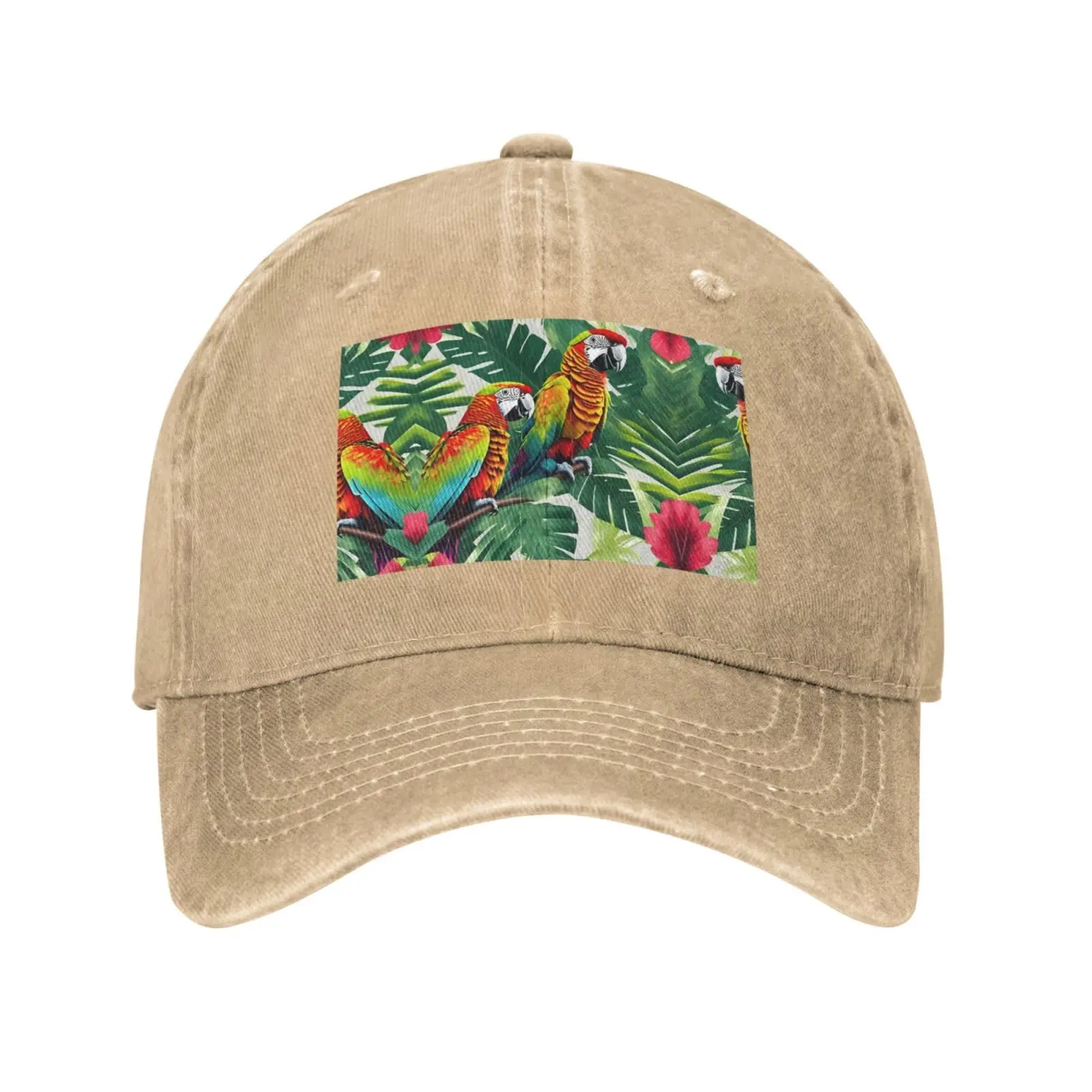 Tropical Flower Leaf Parrot Print Baseball Cap Adjustable Outdoor Hat Unisex Headwear Easter Sun Hats Trucker Caps Gift