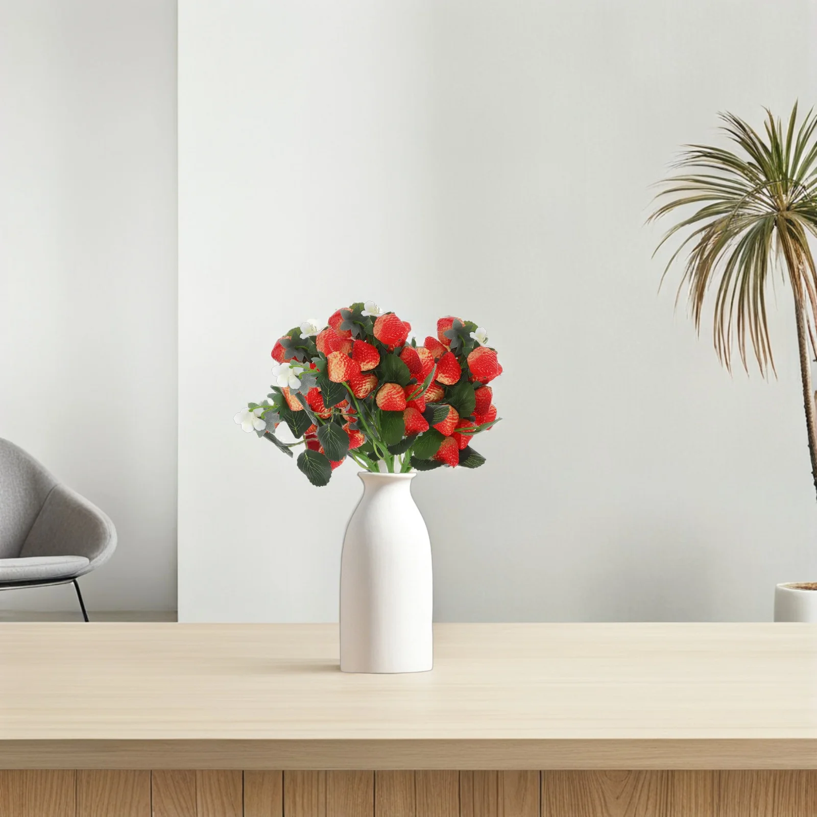 

3Pcs Plastic Strawberry Branch DIY Craft Material Long Lasting Beauty Party Ornaments Artificial Strawberry Stem