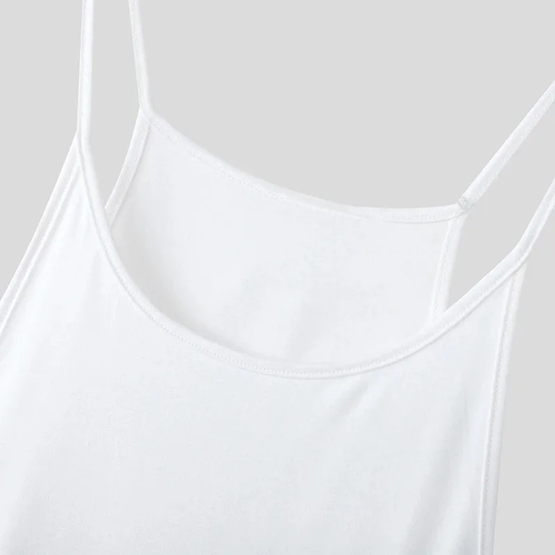 Herren-Tanktop mit tiefem U-Ausschnitt, dünnen Spaghettiträgern, einfarbig, für Fitness, Bodybuilding, Muskeltraining, ärmellos – Detail 4