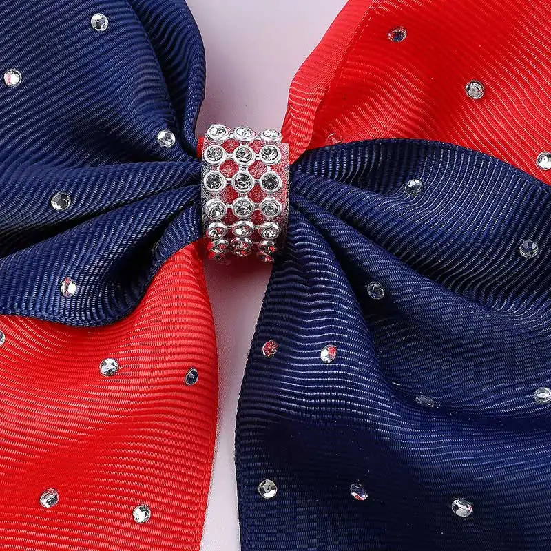 2Pcs Cheerleading Bow Hair Bands Girls Rhinestone Hair Rope Ponytail Holder Elastic Hair Ribbons Headwear Hair Accessories